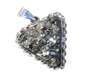 Divine Pyrite original Peruvian Pendant Geode Original Designer Lab Certified Pendant with Chain for Men and Women - To Manifest Abundance and Attract Wealth and Prosperity