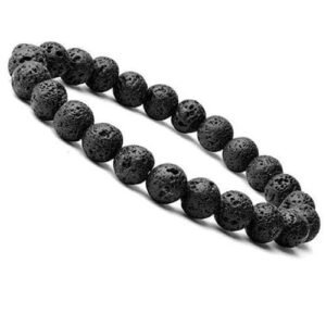 Natural Real Pure Crystal Certified 8 mm Bracelet for Men and Women for Good Luck, Love, Abundance, Healing and Meditation (Natural Lava Bracelet)