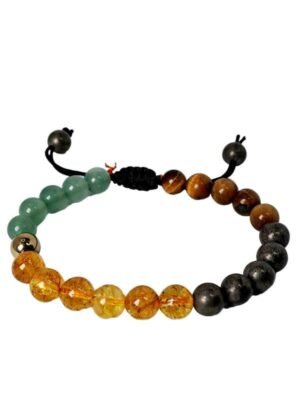 Divine Spirituals Money Magnet Thread Bracelet - Green Aventurine, Citrine, Tiger Eye, Pyrite, Golden Hematite for Wealth, Income Abundance & Prosperity
