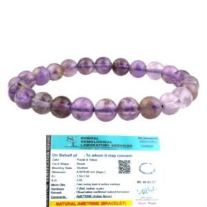 Natural Crystal Ametrine Bracelet 8mm Stretchable Original Semi Precious Gemstone Bracelet For Balancing Energy - Crown & Solar Plexus Chakras