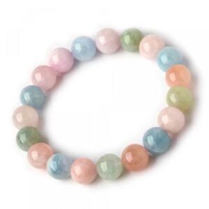 Stretchable Unisex Gemstone Natural Crystal Certified Stone Bracelet | Diameter : 2.5 Inch.| Stone Size ? 8 mm Beads | Shape - Round.(Morganite Bracelet)