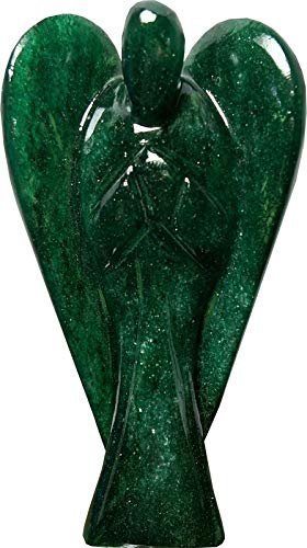 Divine Spirituals Natural Green Aventurine (Stone of Opportunity) Healing Lab Certified Natural Crystal Angel (3" Inches)