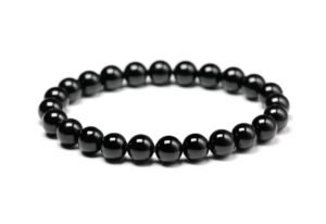 Black Tourmaline Natural Crystal Bracelet Lab Certified 8 mm Semi Precious Gemstone Unisex AAA Grade Premium Stretchable Band Bracelet for Healing Meditation and Manifestation