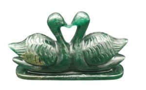 Divinity Healing Crystals Handmade Green Jade Pair of Swans for Love & Relationship Handcrafted Crystal Love Birds Duck Male Female Gift 242 Grams 6 cms Height (Green Jade)