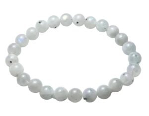 Natural Rainbow Moonstone Semi Precious, Stone Bracelet, Crystal Stone 8mm Beads Bracelet Round Shape for Reiki Healing and Crystal Healing Chakra Stones