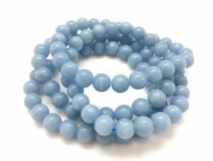 Lab Certified AAA Grade Natural Angelite Bracelet 8mm Strechable Original Real Crystal Bracelet For Communication, Spirtiual Awareness & Meditation For Men & Women