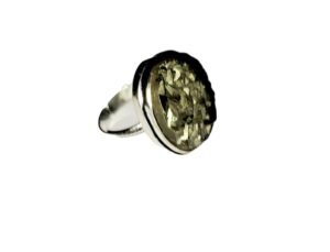 Natural Golden Pyrite Certified Crystal Unisex Adjustable Ring for Wealth, Prosperity and Good Luck