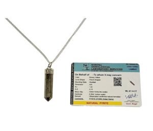 Divine Spirituals Original Pyrite Pencil Certified Unisex Adult Locket Pendant With Chain For Will Power Manifestation And Financial Abundance