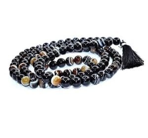 Certified Jaap Mala Collection for Men and Women Natural Pure 8 mm Beads - for Yoga Reiki Meditation Feng Shui (Natural Sulemani Hakik Certified_Jaap Mala)