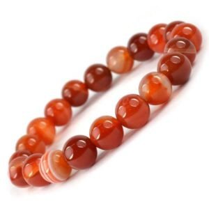 Red Carnelian Natural Bracelet l Pure Certified For Men and Women Adjustable 8mm Lab Certified Gemstone For Men and Women Bracelet for Healing Meditation Success and Abundance