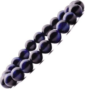 Blue Tiger Eye Natural Crystal Bracelet Lab Certified 8 mm Semi Precious Gemstone Unisex AAA Grade Premium Stretchable Band Bracelet for Healing Meditation and Manifestation