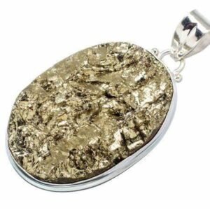 Natural Golden pyrite Crystal Unisex Certified pendant for Wealth, Prosperity and Good Luck