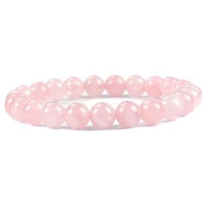 Natural Rose Quartz Bracelet Crystal Certified healing bracelets. Stretchable - 8MM beads Unisex Bracelet