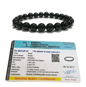 Divine Spirituals Black Tourmaline Natural Bracelet Pure Certified For Men And Women Adjustable 8Mm Lab Certified Gemstone For Men And Women Bracelet For Healing Meditation Success And Abundance
