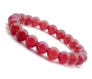 Ruby Onyx Natural Crystal Bracelet Lab Certified 8 mm Semi Precious Gemstone Unisex AAA Grade Premium Stretchable Band Bracelet for Healing Meditation and Manifestation