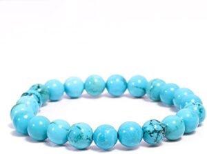 Divine Spirituals Turquoise Natural Bracelet Pure Certified 8mm Unisex Bracelets Super AAA Quality for Healing Meditation Success and Abundance