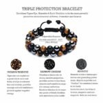 Divinity Healing Certified Triple Action Premium Tiger Eye Hematite and Black Obsidian Unisex AAA Grade 8 mm Stones Double layered Adjustable Bracelet Chakra Healing Bracelets Abundance Stones 17