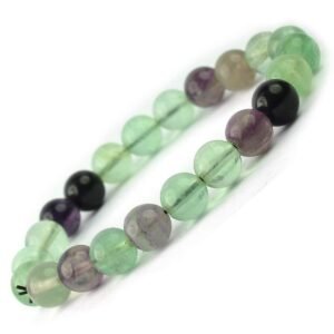 Natural Multi Fluorite Semi Precious Gemstone Bracelet, Crystal Stone 8mm Beads Bracelet Round Shape for Reiki Healing, Crystal Healing and Chakra Balance