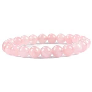 Rose Quartz Natural Bracelet Pure Certified For Men and Women Adjustable 8mm Lab Certified Gemstone For Men and Women Bracelet for Healing Meditation Success and Abundance