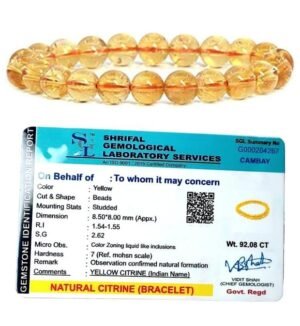 Lab Certified AAA Grade Original Citrine Bracelet 8mm Streachable Natural Real Crystal Unisex Bracelet For Success, Prosperity, Wealth & Financial Abundance