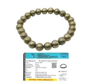 Original Certified Real Pyrite Bracelet 8mm Round Beaded AAA Grade Handmade Stretchable Bracelet For Men & Women
