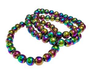 Natural Real Pure Crystal Certified 8 mm Bracelet for Men and Women for Good Luck, Love, Abundance, Healing and Meditation (Natural Titanium Aura Quartz Bracelet)