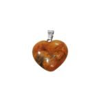 Divinity Healing Natural Healing Stone Pendant Heart Shape Crystal Stone Pendant / Locket with Metal Chain for Healing and Meditation Size 25-30 mm Approx. (Picture Jasper) Crystal Jewelry Abundance Stones 11