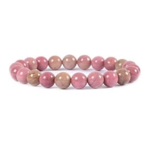 Natural Rhodocrosite Semi Precious, Stone Bracelet, Crystal Stone 8mm Beads Bracelet Round Shape for Reiki Healing and Crystal Healing Chakra Stones