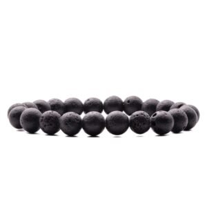 Natural Real Crystal Certified 8 mm Bracelet for Men and Women for Good Luck, Love, Abundance, Healing and Meditation (Natural Lava Stone Bracelet)