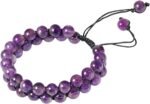 Divinity Healing Gemstone Certified Natural Amethyst Double Layered Semi Precious, Stone Bracelet, Crystal Stone 8mm Beads Bracelet Round Shape Reiki Healing Natural Bracelet Chakra Healing Bracelets Abundance Stones 9
