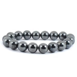 Natural Real Pure Crystal Certified 8 mm Bracelet for Men and Women for Good Luck, Love, Abundance, Healing and Meditation (Natural Hematite Bracelet)