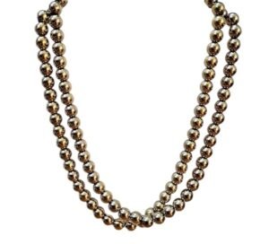 Certified Golden Pyrite 8 mm Stone Mala/Necklace Crystal Mala 108 + 1 Beads Jaap Mala for Reiki Healing and Crystal Healing Stone (Color : Golden)