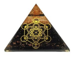 Shungite Crystal Orgone Pyramid, Shungite Pyramid with Metatron Cube | Crystal Pyramids for Positive Energy (Orgone Pyramid EMF Protection)