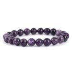 Stretchable Unisex Gemstone Natural Crystal Certified Stone Bracelet | Diameter : 2.5 Inch.| Stone Size ? 8 mm Beads | Shape - Round.(Lepidolite Bracelet)