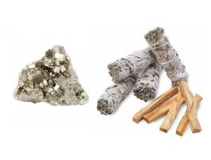 Peru Pyrite Stone Original Cluster - High Energy Natural Iron Pyrite Stone Gold Rock(300 Carat Approx.) Used for Increased Willpower and Manifestation with Palo Santo and White Sage Smudge