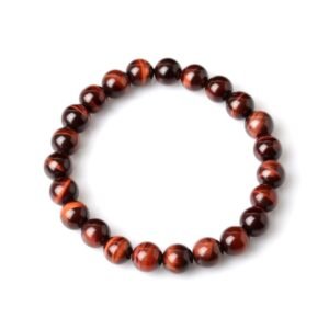 Red Tiger Eye Natural Crystal Bracelet Lab Certified 8 mm Semi Precious Gemstone Unisex AAA Grade Premium Stretchable Band Bracelet for Healing Meditation and Manifestation