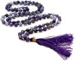 Divinity Healing Natural Amethyst Pure Certified Jaap Mala Collection for Men and Women Natural Pure 8 mm Beads – for Yoga Reiki Meditation Feng Shui with Palo Santo Smudge Stick Crystal Mala Abundance Stones 11