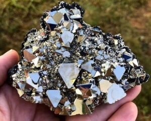 Pyrite Stone Original Cluster Stone - Natural Golden Pyrite Stone Rock Specimen Geodes for Healing, Willpower, Money Manifestation, Vastu, and Business - Certified Original Pyrite 430 Grams+