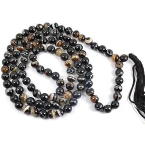 Natural Sulemani Haqeeq Crystal Certified 108 Plus 1 Beads Mala Collection for Men and Women Natural Pure 8 mm Beads - for Yoga Reiki Meditation Feng Shui