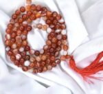 Divinity Healing Red Sulemani Hakik Natural Certified Jaap Mala Collection for Men and Women Natural Pure 8 mm Beads – for Yoga Reiki Meditation Feng Shui (Natural Red Sulemani Hakik Certified_Jaap Mala) Crystal Mala Abundance Stones 16