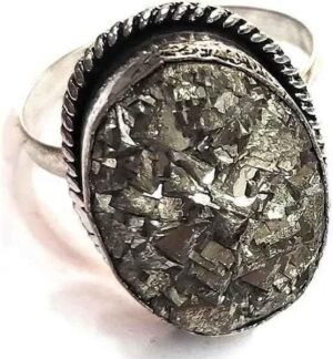Lab Certified AAA Grade Natural Pyrite Ring Adjustable Ring Original Pyrite Crystal Money Magnet For Abundance, Prosperity & Manifestation For Men & Women