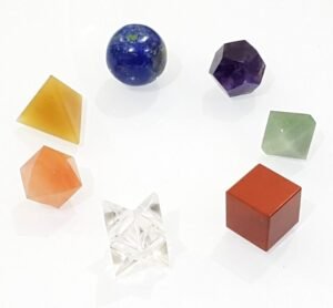 Divine 7 Chakra Crystal Platonic Solids Sacred Geometry Set Nautral Gemstones Kit with Merkaba StarFor Chakra Reiki Healing Energy,Yoga Meditation,Wicca,Therapy (7 Chakra)