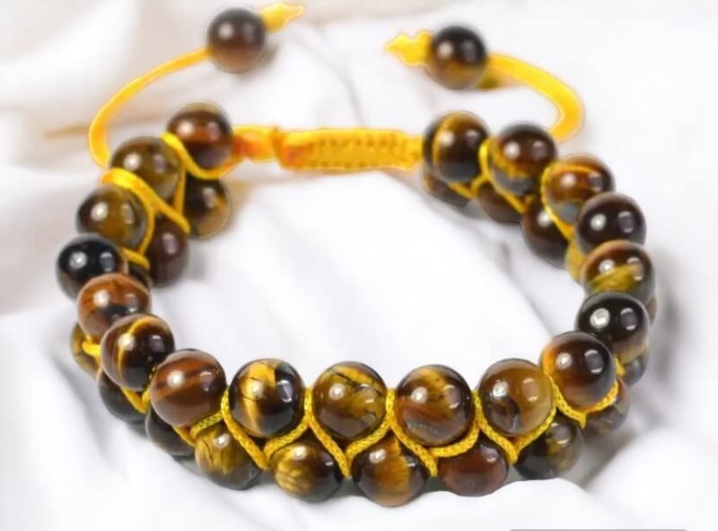 Divinity Healing Original Tiger Eye Certified Double Layered Unisex Bracelet with 8 mm Beads to Harness Courage and Strength and Release Hesitation Chakra Healing Bracelets Abundance Stones 12