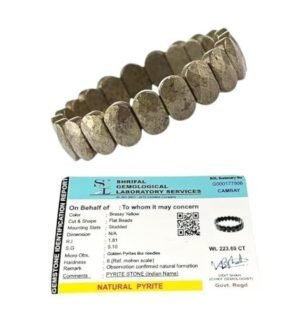 Natural Pyrite Bracelet AAA Grade Lab-Certified Original Stretchable Unisex 10mm Flat Faceted Bracelet For Prosperity, Abundance & Manifestation