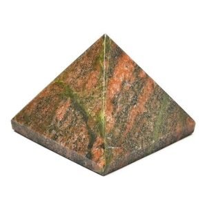 Divine Natural Unakite Certified Pyramid - 2" Inch Crystal Certified Pyramid for Positive Energy, Vastu, Reiki, Feng Shui and Chakra Healing Energy Balancing