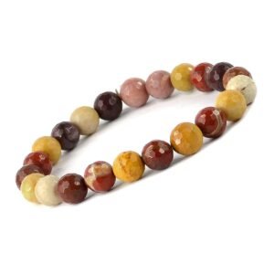 Natural Mookaite Semi Precious Gemstone Bracelet, Crystal Stone 8mm Beads Bracelet Round Shape for Reiki Healing, Crystal Healing and Chakra Balance
