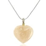 Divinity Healing Natural Healing Stone Pendant Heart Shape Crystal Stone Pendant / Locket with Metal Chain for Healing and Meditation Size 25-30 mm Approx. (Citrine) Crystal Jewelry Abundance Stones 17