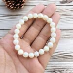 Divinity Healing Natural Crystal Mother of Pearl (Matrika) Nacre Bracelet 8mm Original Unisex Gemstone Bracelet For Calming Energy, Stress Reduction, Emotional Balance and Peace Chakra Healing Bracelets Abundance Stones 23