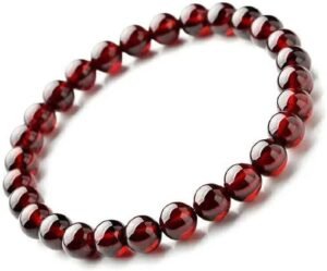 Natural Real Pure Crystal Certified 8 mm Bracelet for Men and Women for Good Luck, Love, Abundance, Healing and Meditation (Natural Garnet Bracelet)