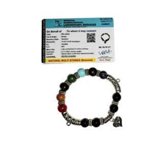 Certified 10MM 7 Chakra Healing Balancing Stone Beaded Bracelet for Yoga Reiki Meditation Unisex Heart Bracelet